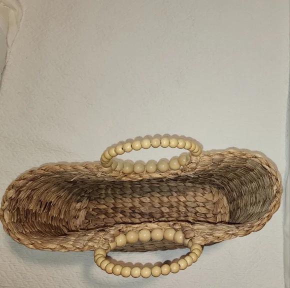 a new day Natural Brown Woven Tote with Beaded Handles - Picture 2 of 4